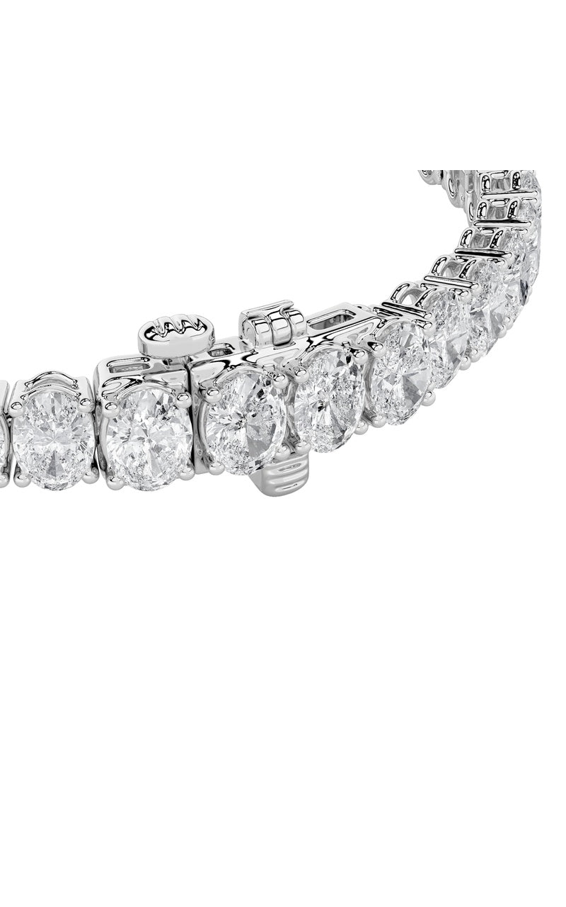 15CTW Oval Shaped Lab Grown Diamond (F/VS) East West Line Bracelet in 14K Gold