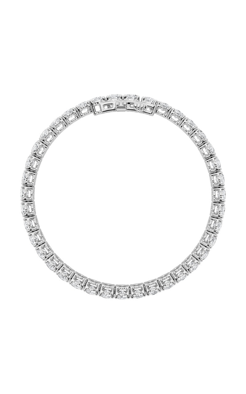 15CTW Oval Shaped Lab Grown Diamond (F/VS) East West Line Bracelet in 14K Gold