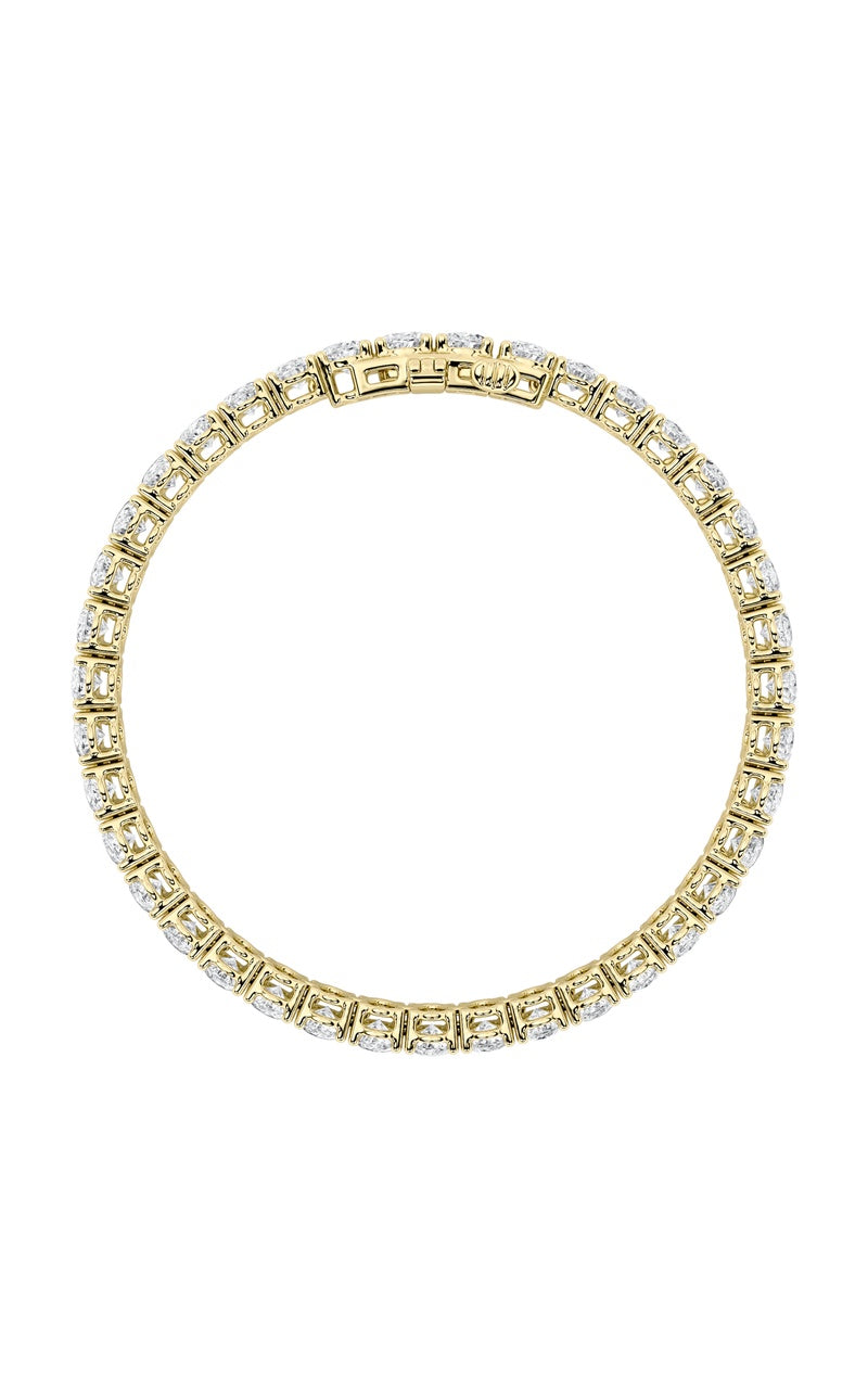 15CTW Oval Shaped Lab Grown Diamond (F/VS) East West Line Bracelet in 14K Gold