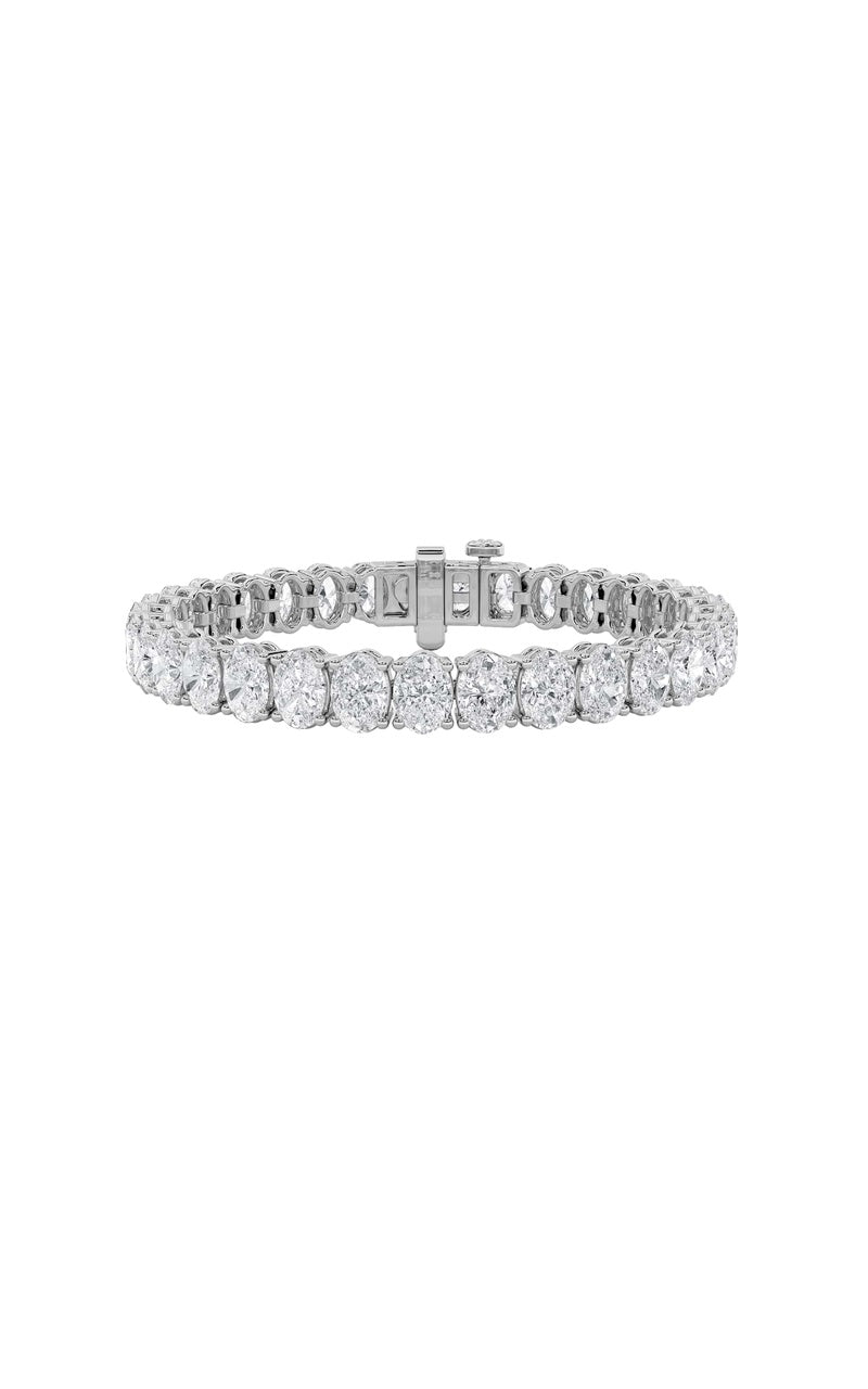 24CTW Oval Shaped Lab Grown Diamond (F/VS) East West Line Bracelet in 14K Gold