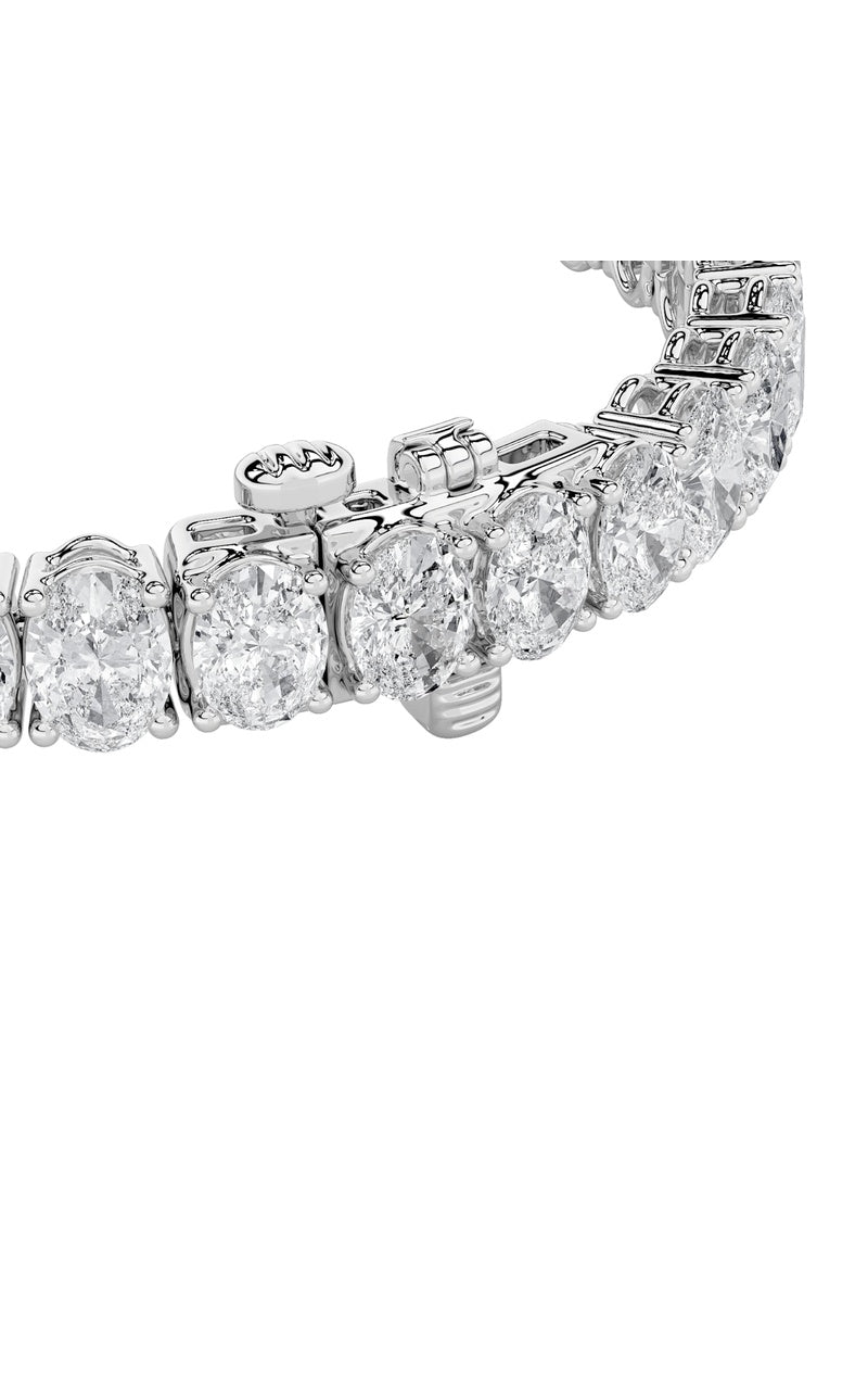 24CTW Oval Shaped Lab Grown Diamond (F/VS) East West Line Bracelet in 14K Gold