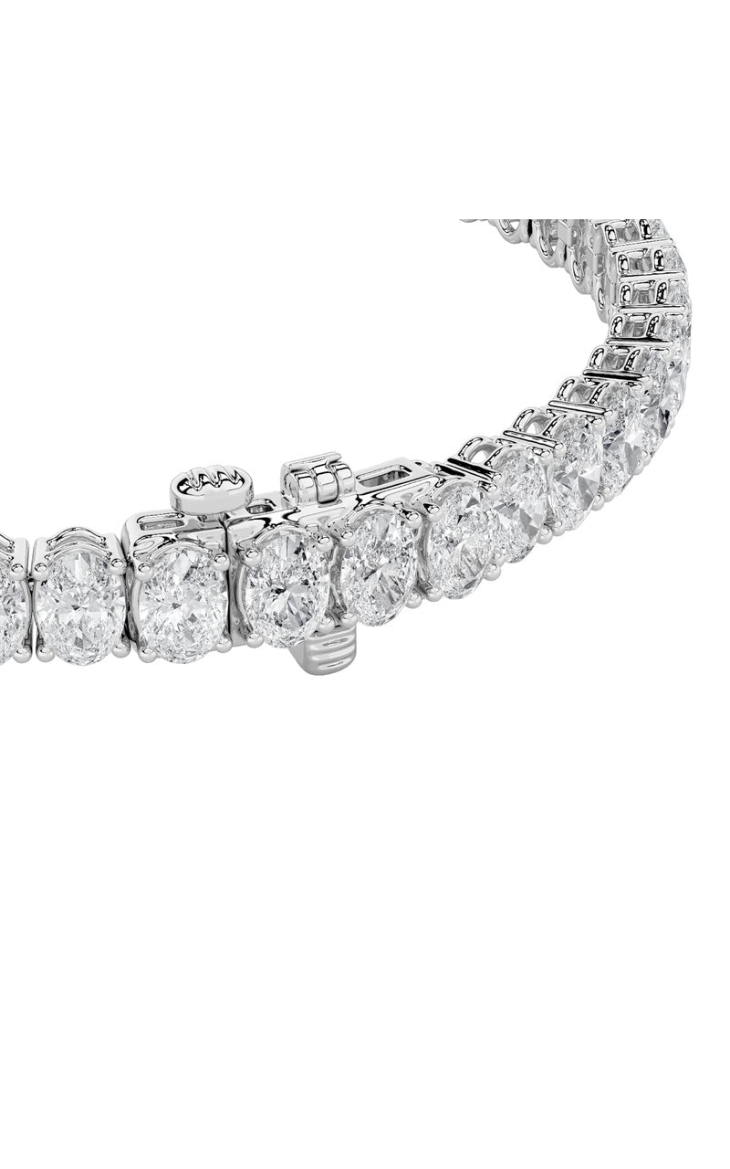 9CTW Oval Shaped Lab Grown Diamond (G/VS) East West Line Bracelet in 14K Gold