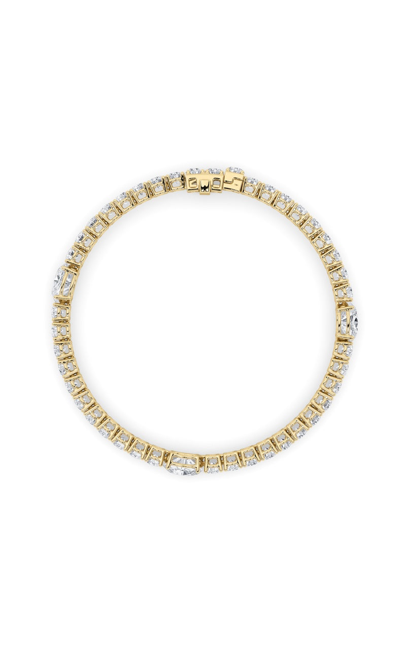 10CTW Oval Shaped Lab Grown Diamond (F/VS) East West Station Bracelet in 14K Gold