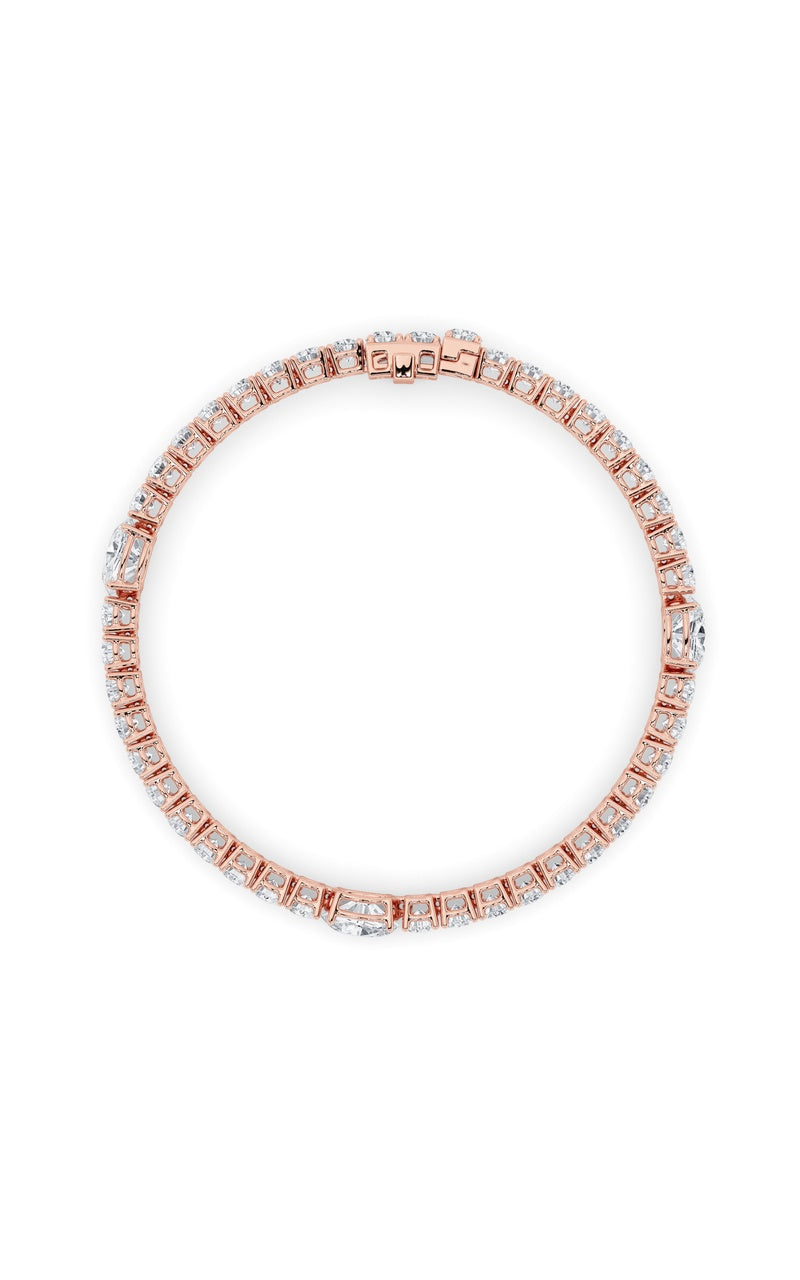 10CTW Oval Shaped Lab Grown Diamond (F/VS) East West Station Bracelet in 14K Gold