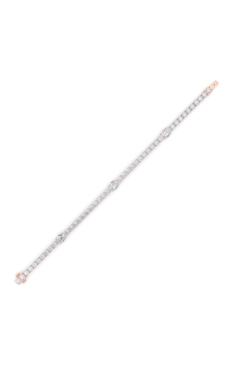 10CTW Oval Shaped Lab Grown Diamond (F/VS) East West Station Bracelet in 14K Gold