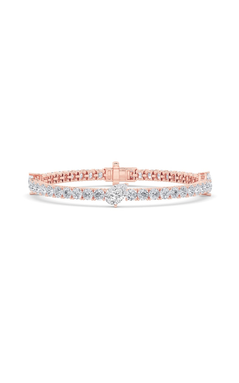 10CTW Pear Shaped Lab Grown Diamond (F/VS) East West Station Bracelet in 14K Gold