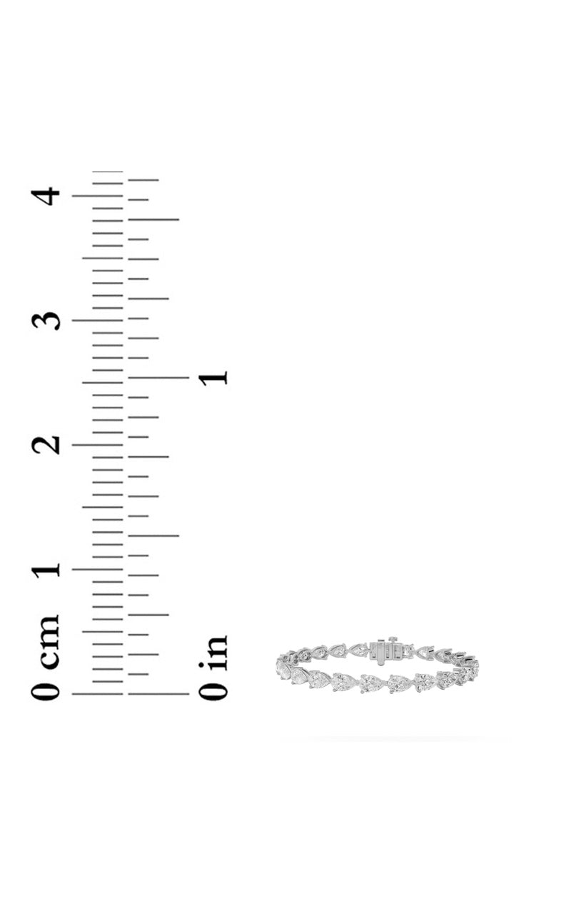 10CTW Pear Shaped Lab Grown Diamond (F/VS) Fancy Line Bracelet in 14K Gold