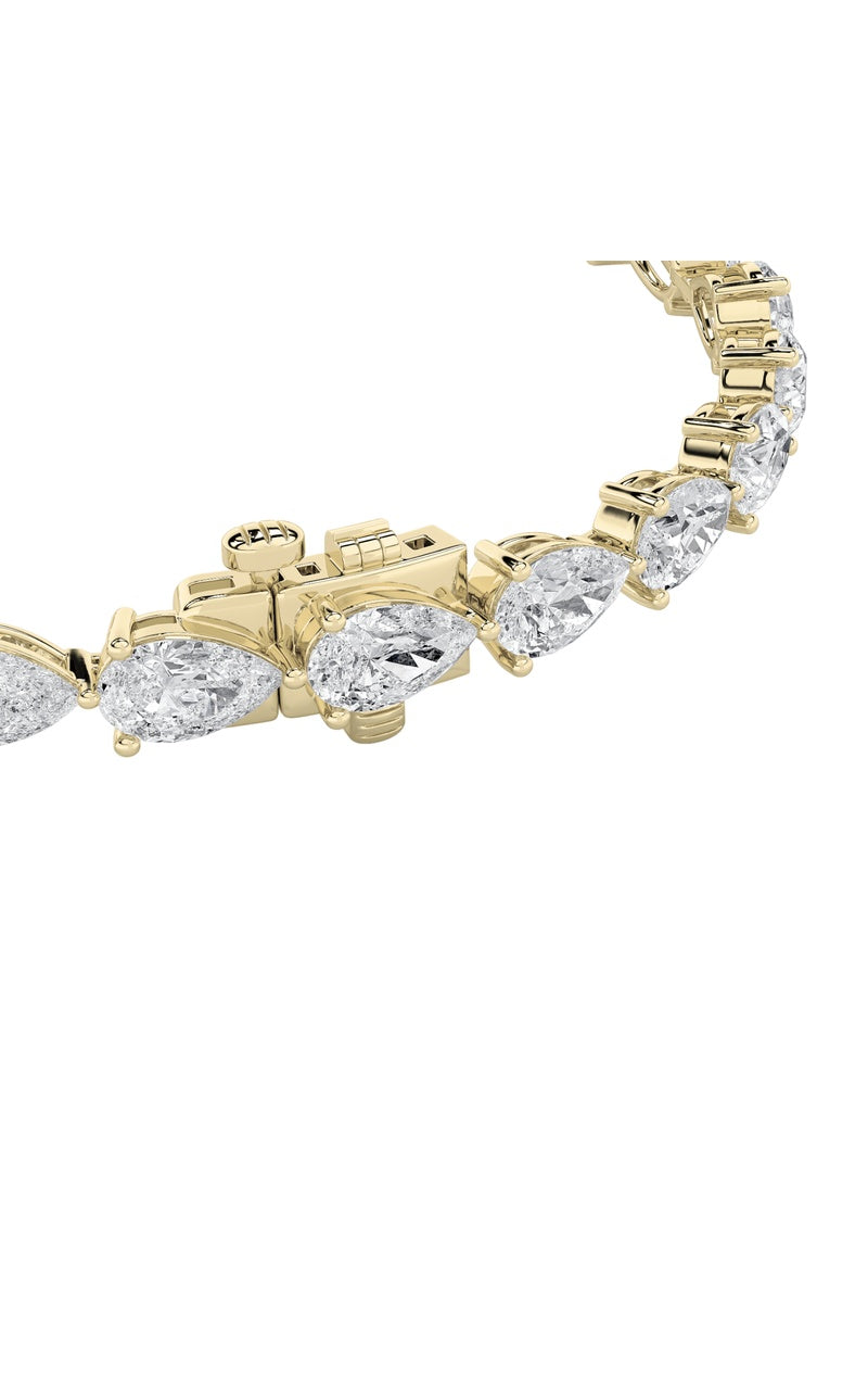 10CTW Pear Shaped Lab Grown Diamond (F/VS) Fancy Line Bracelet in 14K Gold