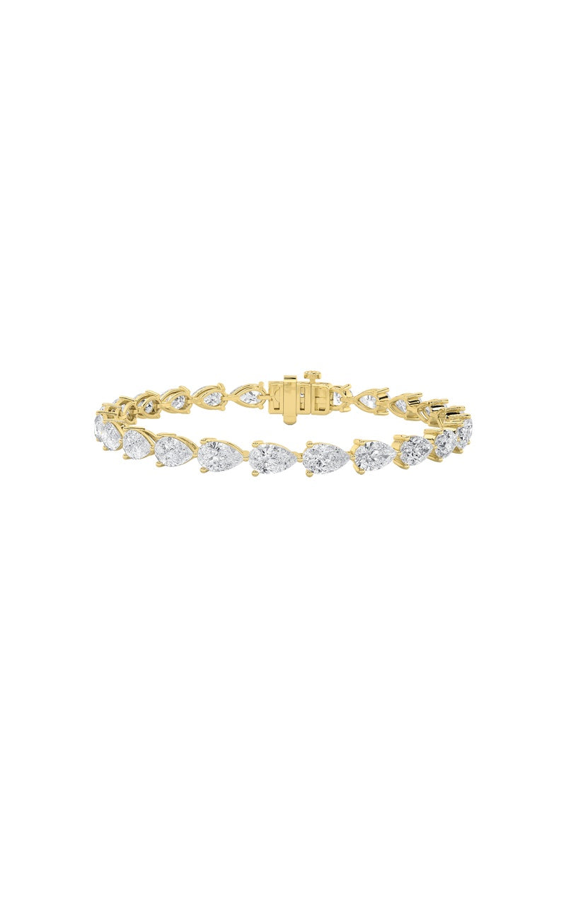 12CTW Pear Shaped Lab Grown Diamond (F/VS) Fancy Line Bracelet in 14K Gold