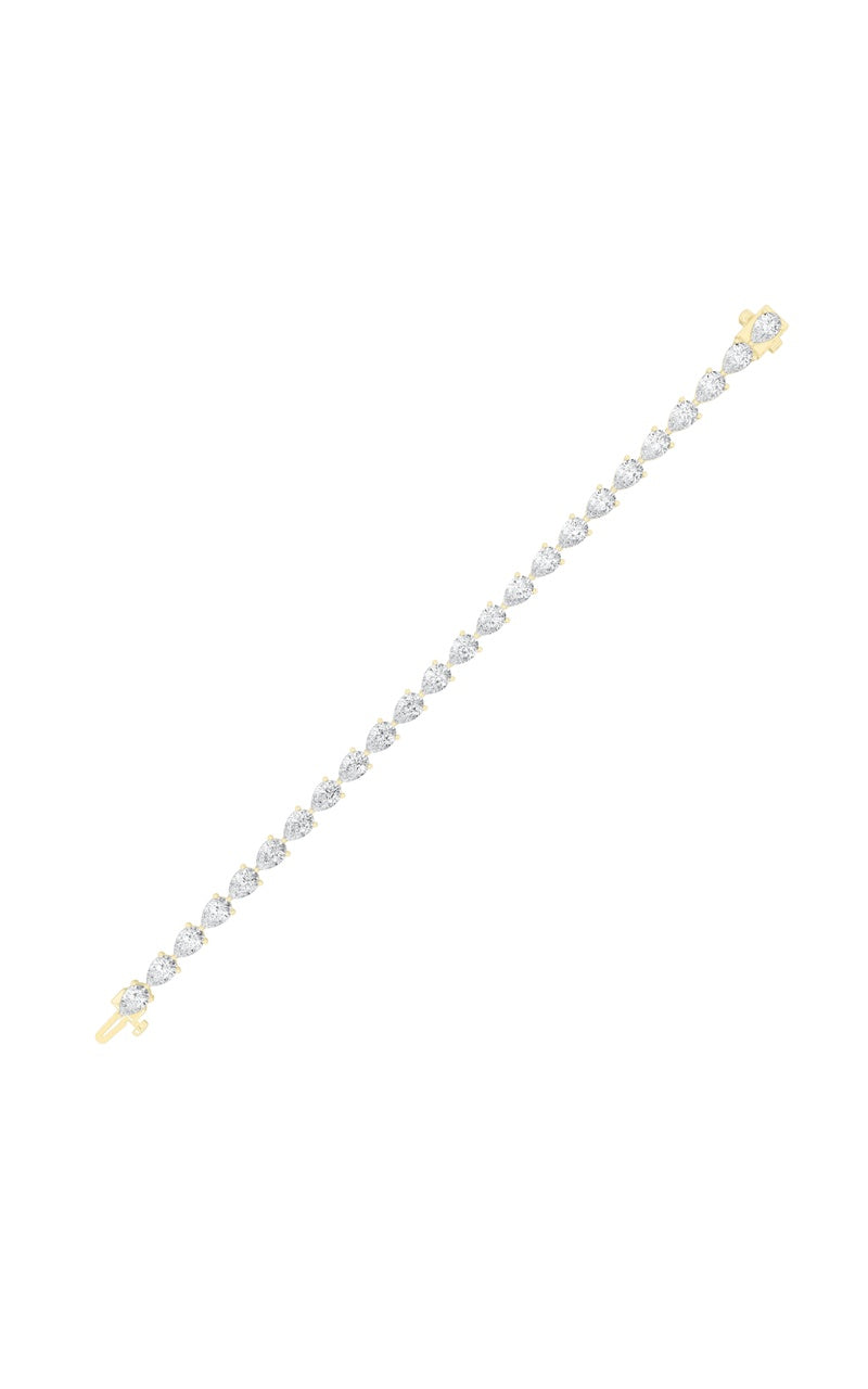 12CTW Pear Shaped Lab Grown Diamond (F/VS) Fancy Line Bracelet in 14K Gold