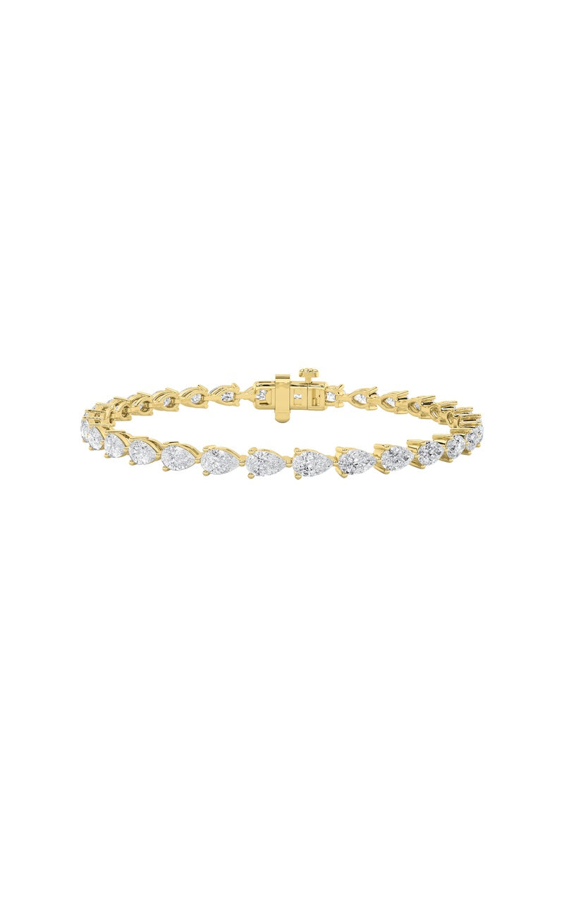 6CTW Pear Shaped Lab Grown Diamond (F/VS) Fancy Line Bracelet in 14K Gold