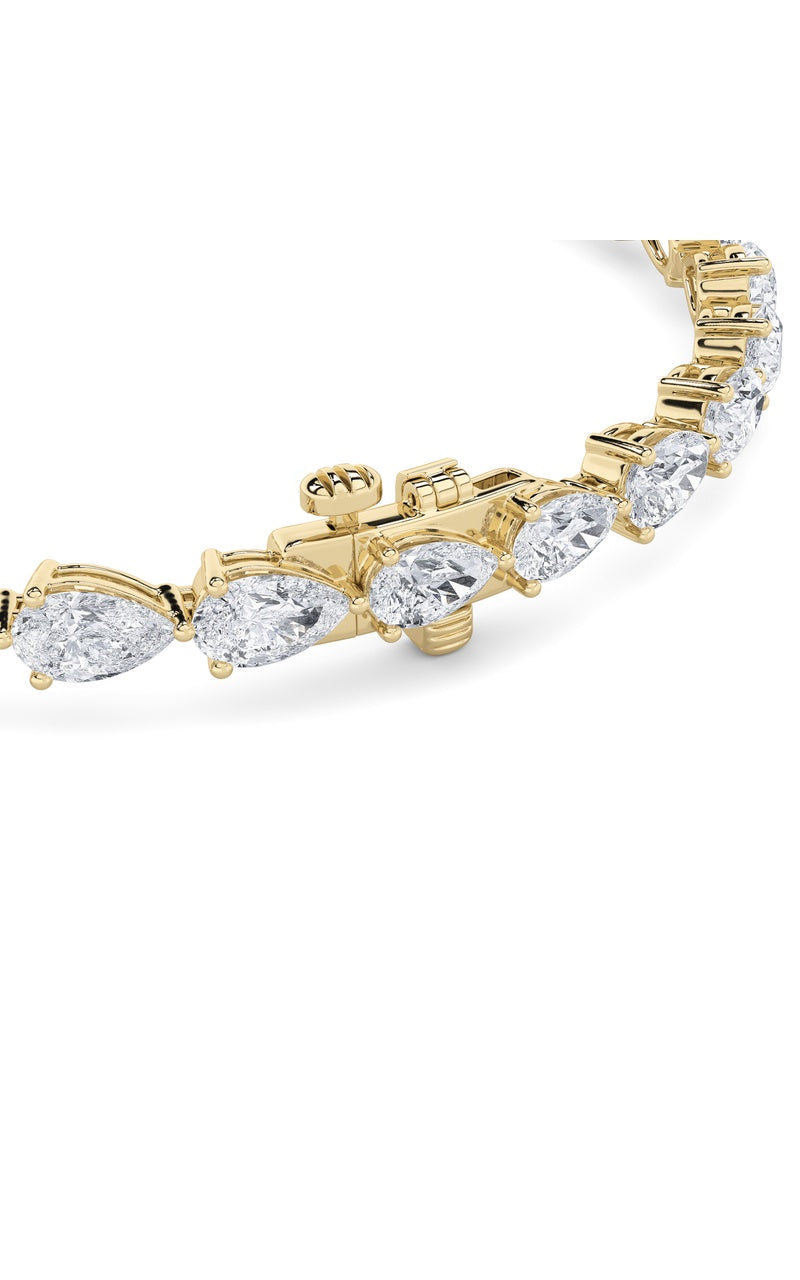 6CTW Pear Shaped Lab Grown Diamond (F/VS) Fancy Line Bracelet in 14K Gold