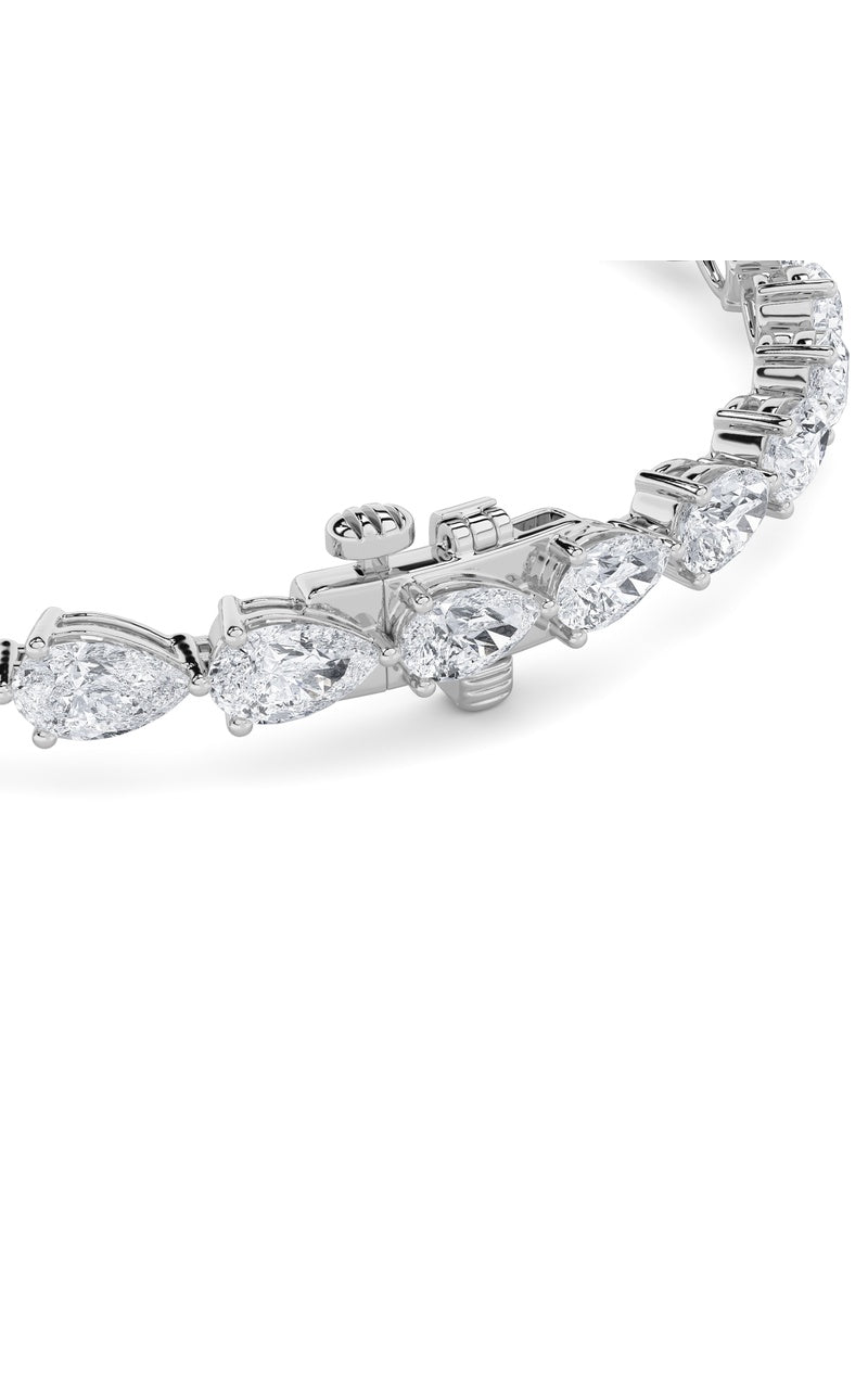7CTW Pear Shaped Lab Grown Diamond (F/VS) Fancy Line Bracelet in 14K Gold