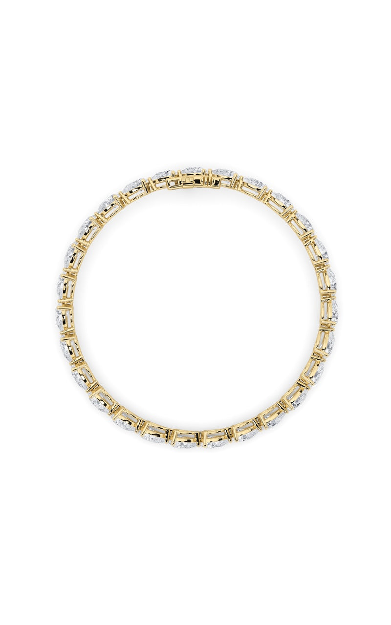 7CTW Pear Shaped Lab Grown Diamond (F/VS) Fancy Line Bracelet in 14K Gold