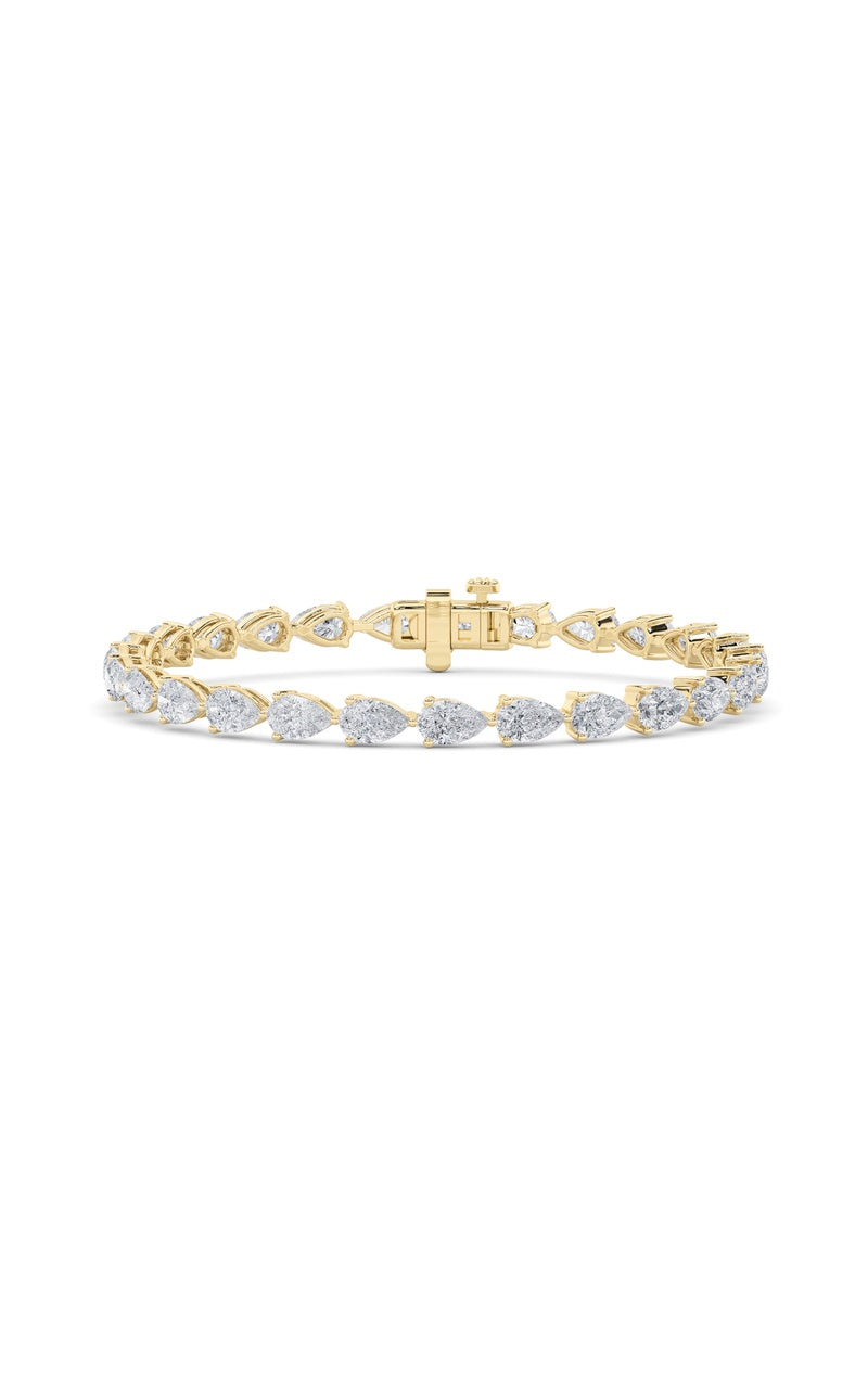 8CTW Pear Shaped Lab Grown Diamond (F/VS) East West Bracelet in 14K Gold