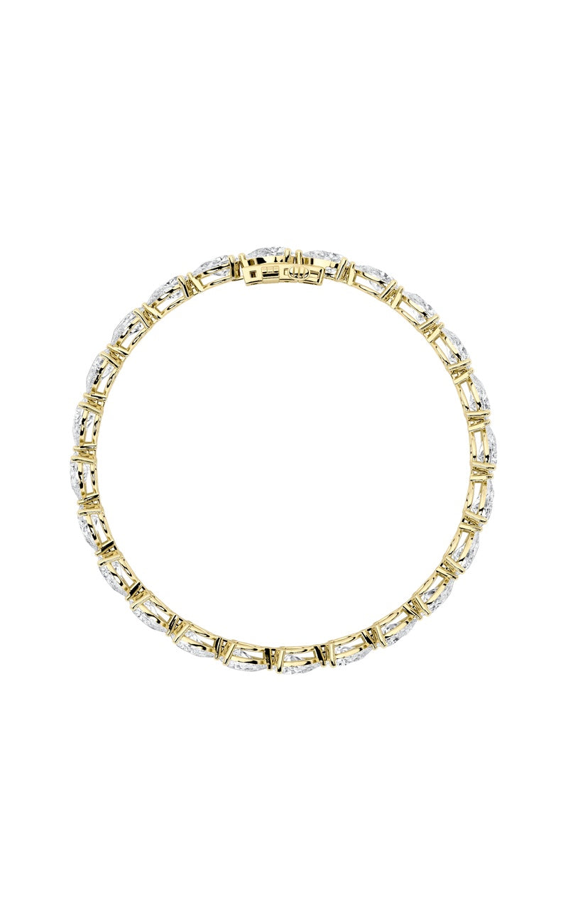 8CTW Pear Shaped Lab Grown Diamond (F/VS) East West Bracelet in 14K Gold