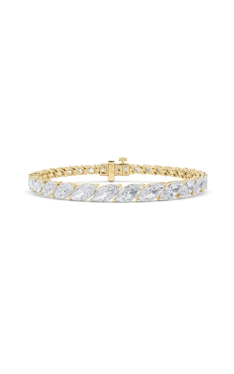 13CTW Marquise Shaped Lab Grown Diamond (F/VS) Fancy Bracelet in 14K Gold
