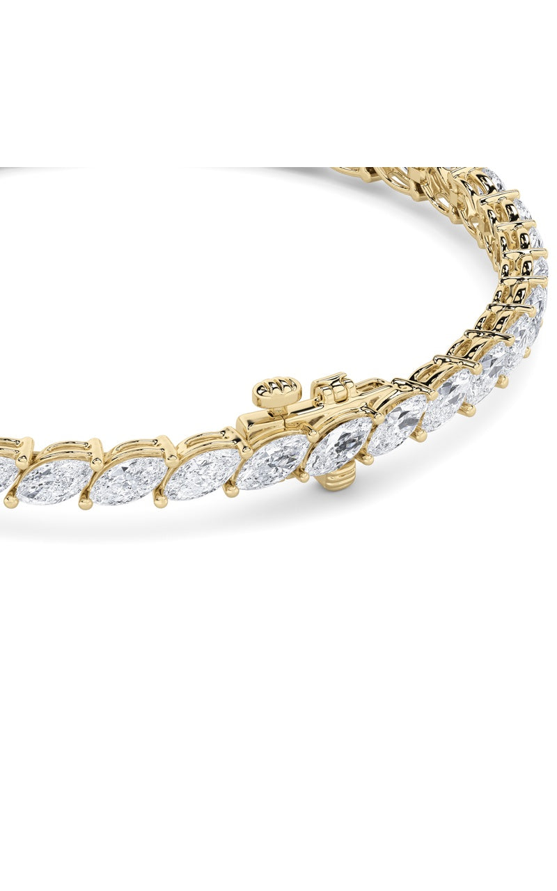 13CTW Marquise Shaped Lab Grown Diamond (F/VS) Fancy Bracelet in 14K Gold