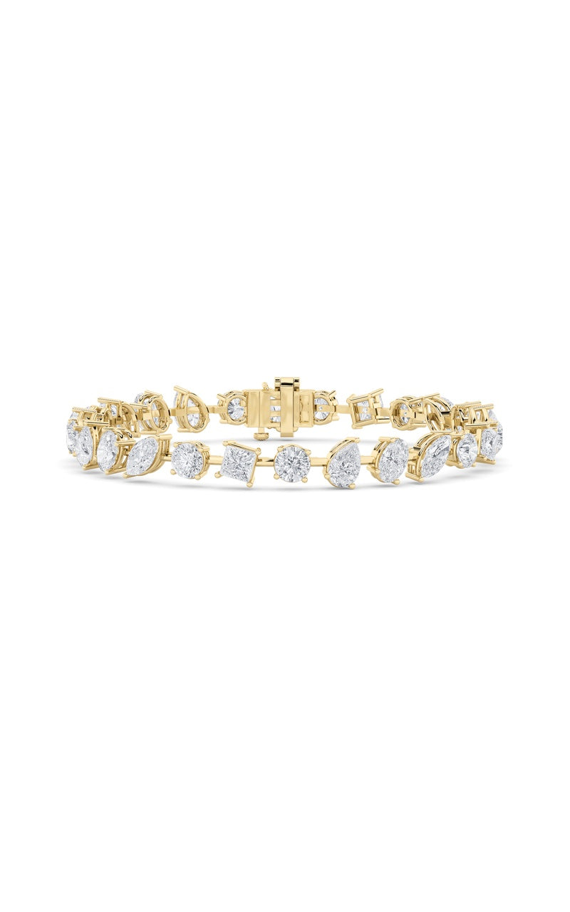 10.5CTW Mix Shaped Lab Grown Diamond (F/VS) North South Bracelet in 14K Gold