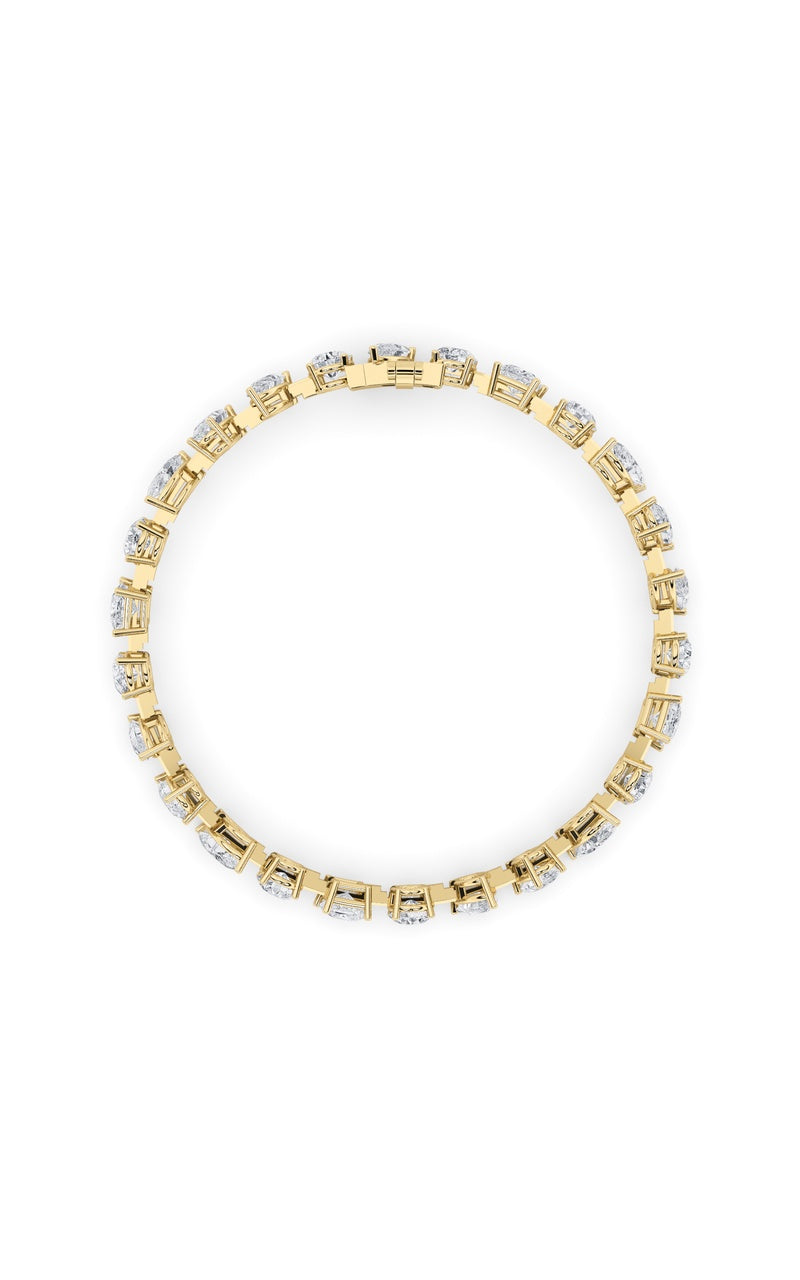 10.5CTW Mix Shaped Lab Grown Diamond (F/VS) North South Bracelet in 14K Gold