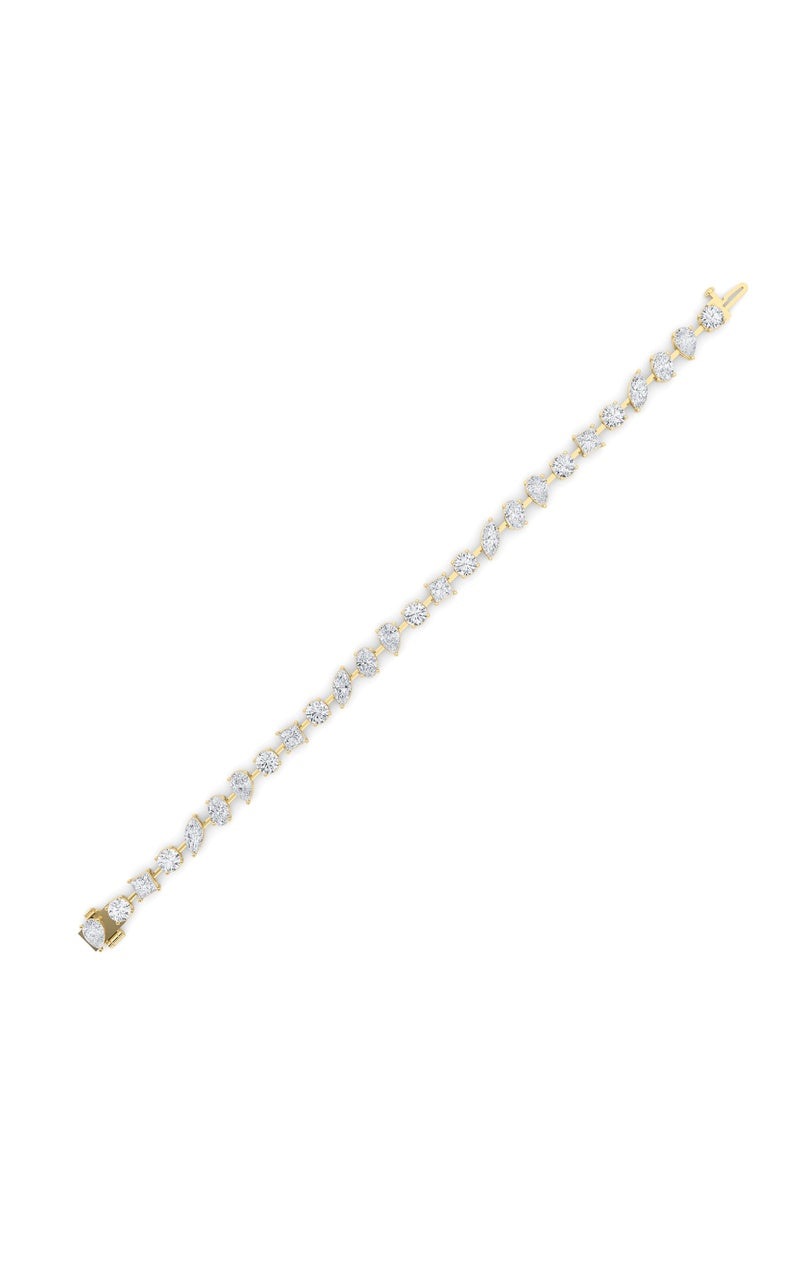 10.5CTW Mix Shaped Lab Grown Diamond (F/VS) North South Bracelet in 14K Gold