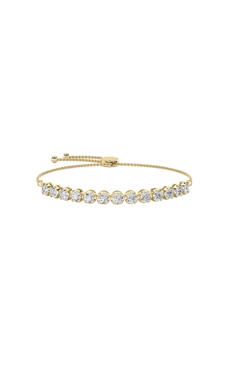 2.5CTW Round Shaped Lab Grown Diamond (F/VS) Bolo Bracelet in 14K Gold