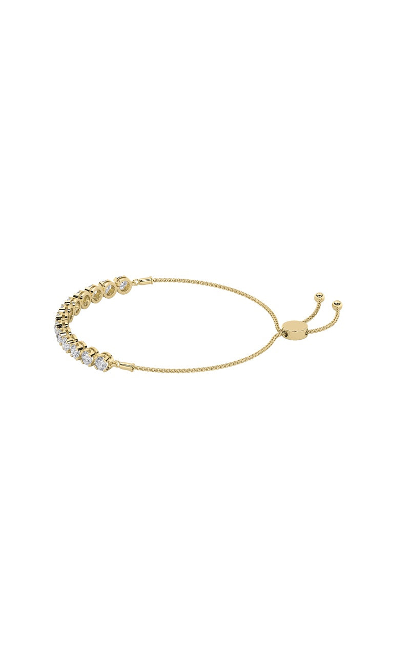 2.5CTW Round Shaped Lab Grown Diamond (F/VS) Bolo Bracelet in 14K Gold