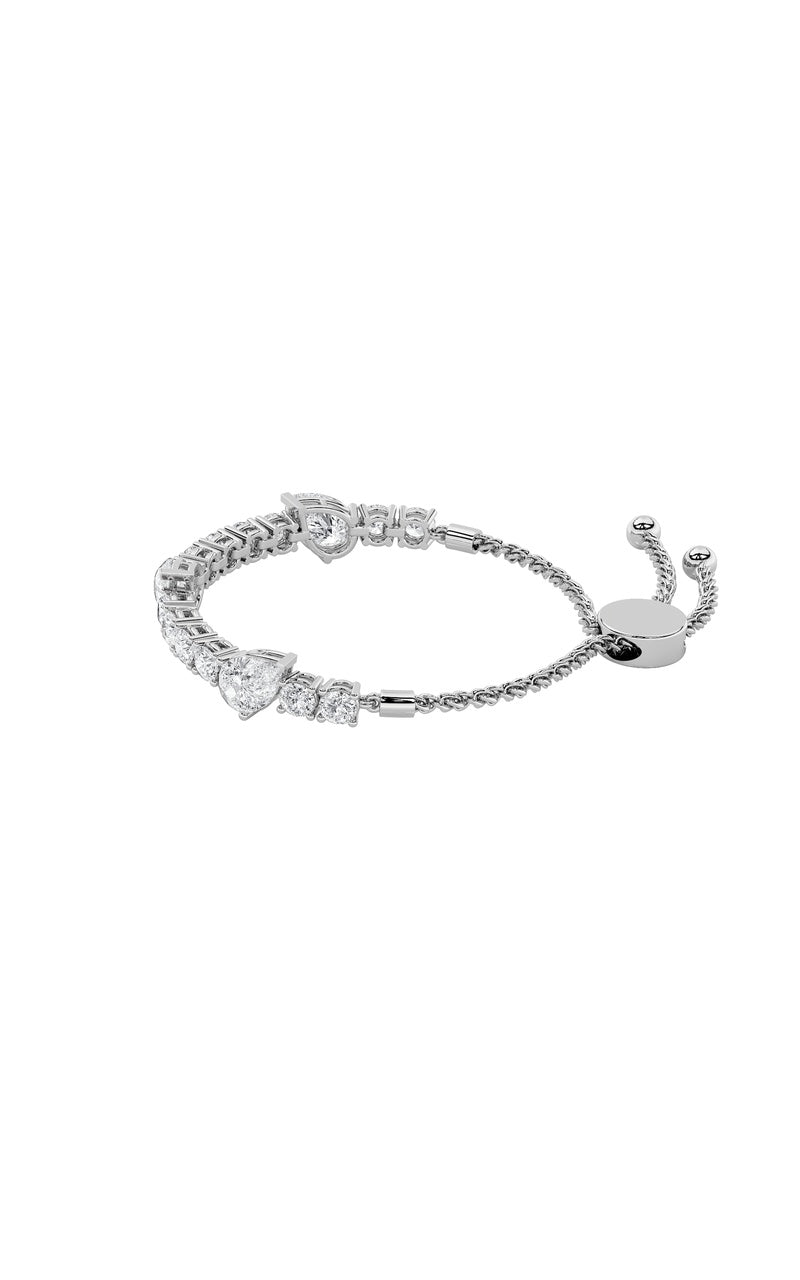 4.5CTW Pear Shaped Lab Grown Diamond (F/VS) Bolo Bracelet in 14K Gold