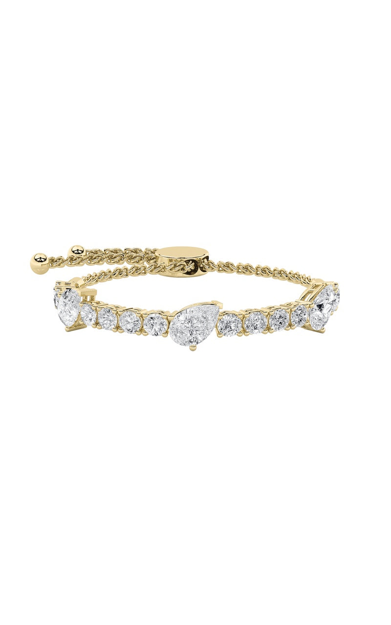 4.5CTW Pear Shaped Lab Grown Diamond (F/VS) Bolo Bracelet in 14K Gold