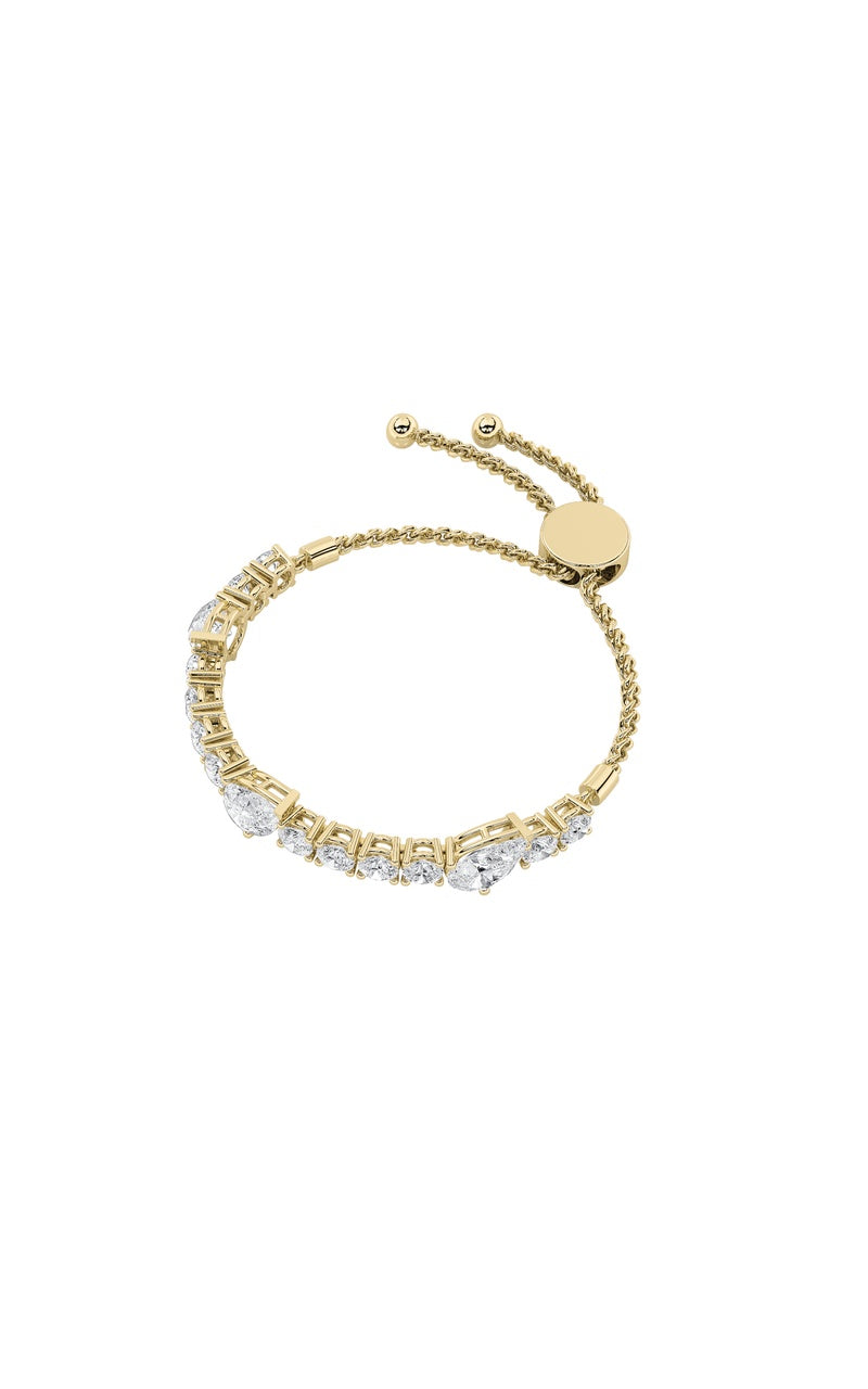 4.5CTW Pear Shaped Lab Grown Diamond (F/VS) Bolo Bracelet in 14K Gold