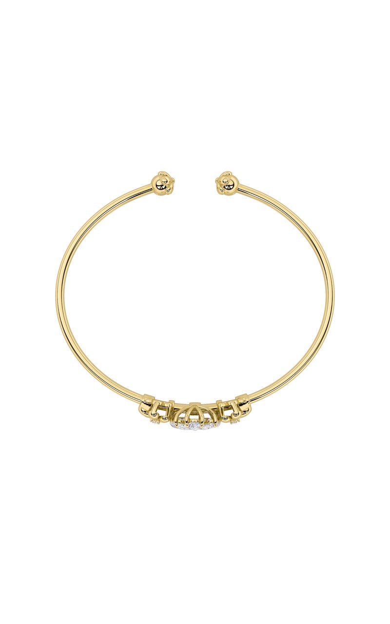 1.5CTW Pear Shaped Lab Grown Diamond (F/VS) Fancy Flower Bangle Bracelet in 14K Gold