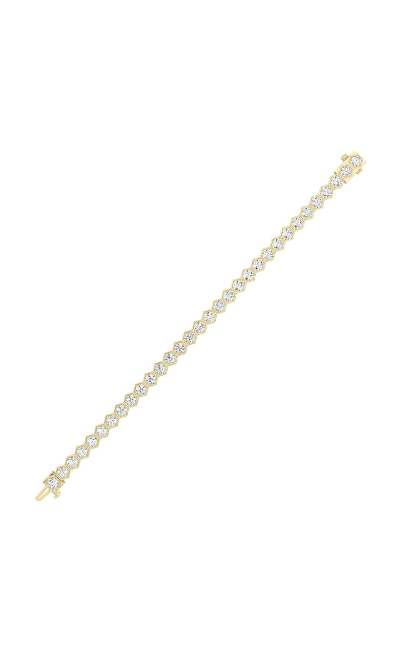 10CTW Round Shaped Lab Grown Diamond (F/VS) Bracelet in 14K Gold