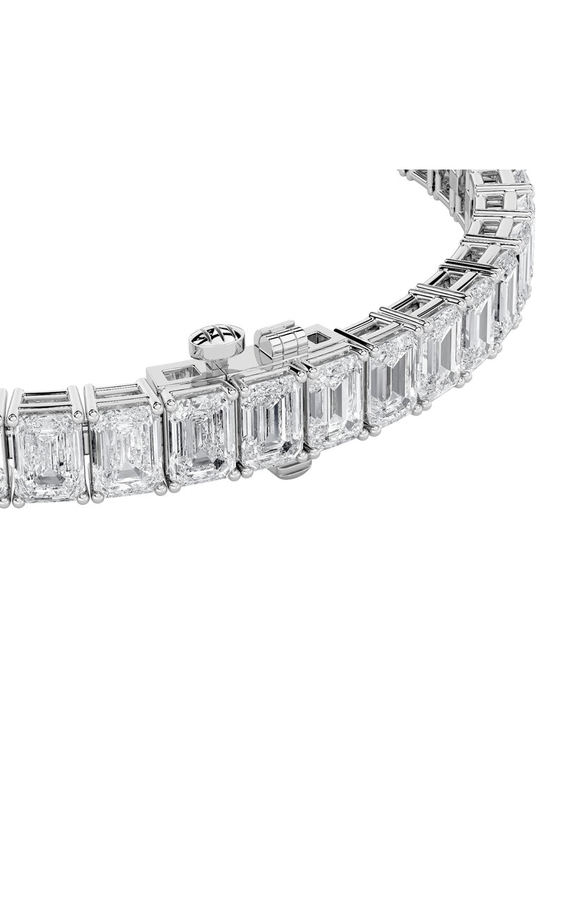 15CTW Emerald Shaped Lab Grown Diamond North South Bracelet in 14K Gold (F/VS)