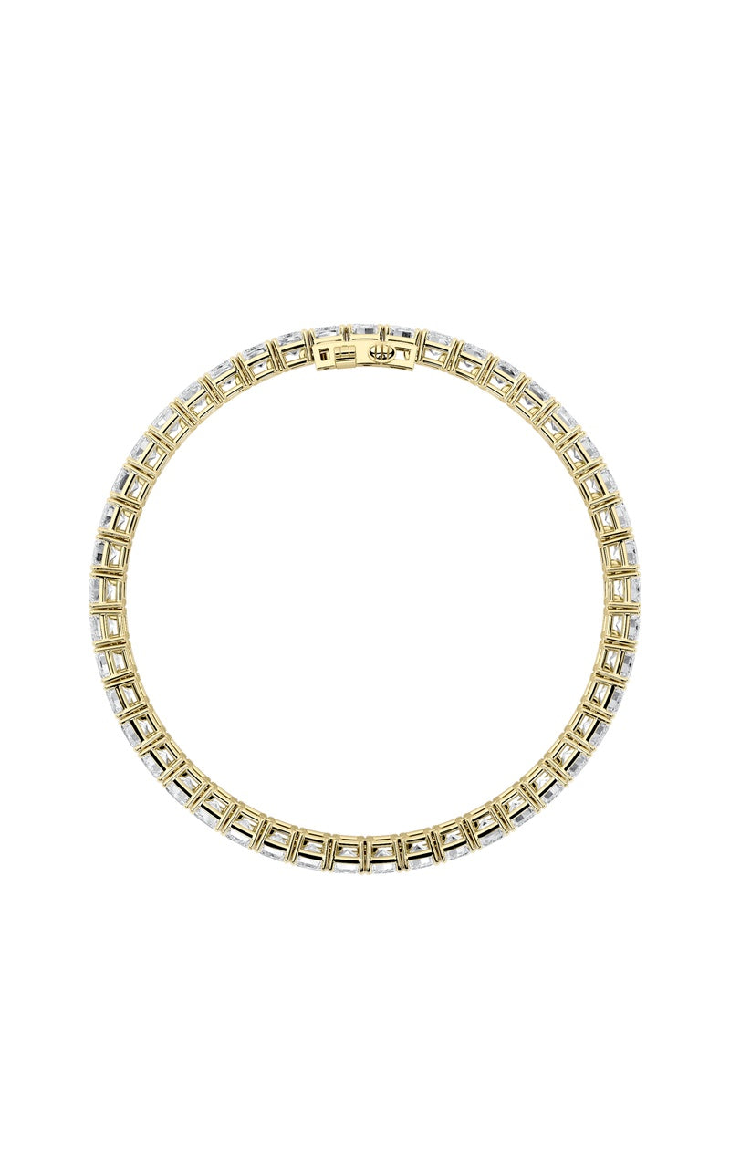 15CTW Emerald Shaped Lab Grown Diamond North South Bracelet in 14K Gold (F/VS)