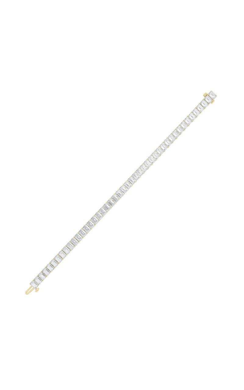 15CTW Emerald Shaped Lab Grown Diamond North South Bracelet in 14K Gold (F/VS)