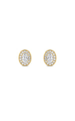 Load image into Gallery viewer, 1CTW Oval Shaped Lab Grown Diamond (F/VS) Halo Stud Earrings in 14K Gold
