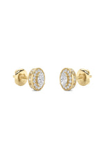 Load image into Gallery viewer, 2CTW Oval Shaped Lab Grown Diamond (F/VS) Halo Stud Earrings in 14K Gold
