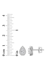 Load image into Gallery viewer, 1CTW Pear Shaped Lab Grown Diamond (F/VVS) Halo Stud Earrings in 14K Gold

