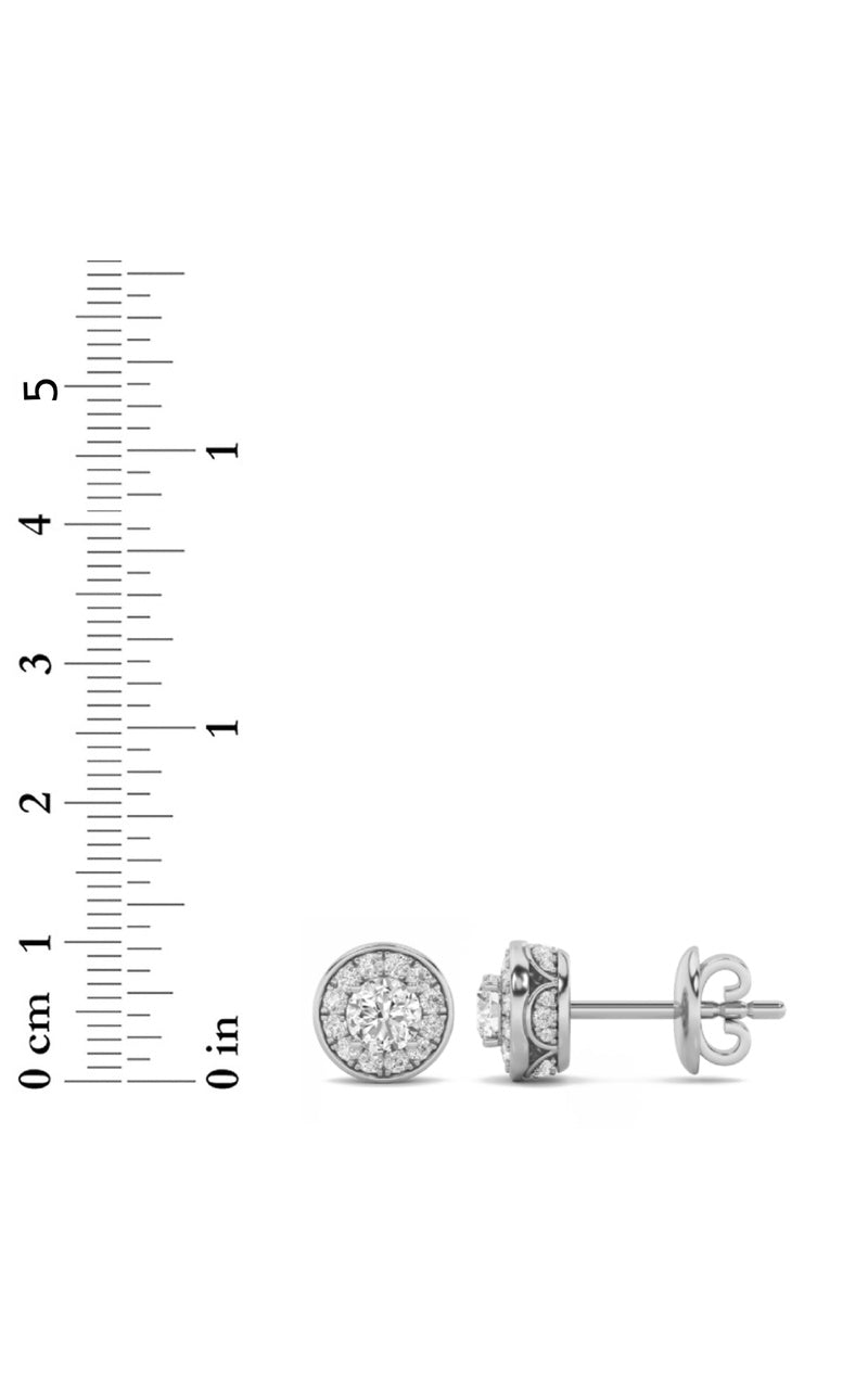 2CTW Round Shaped Lab Grown Diamond (F/VS) Halo Stud Earrings in 14K Gold