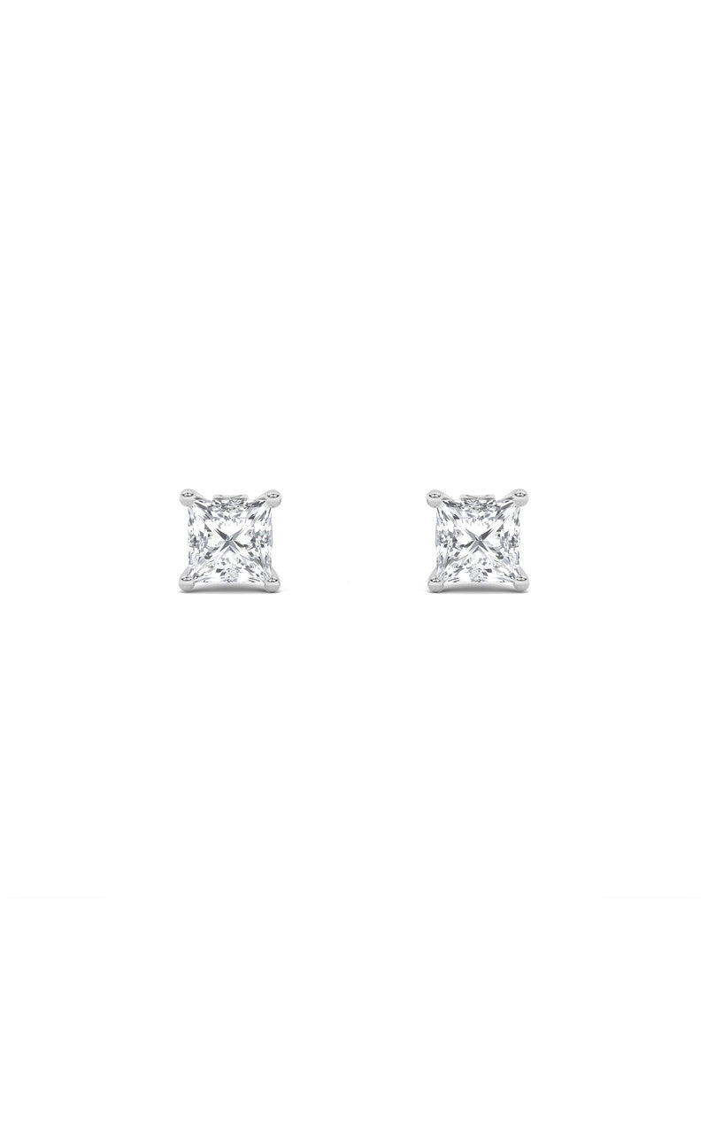 1CTW Princess Shaped Lab Grown Diamond (F/VS) Tulip Head Stud Earrings in 14K Gold