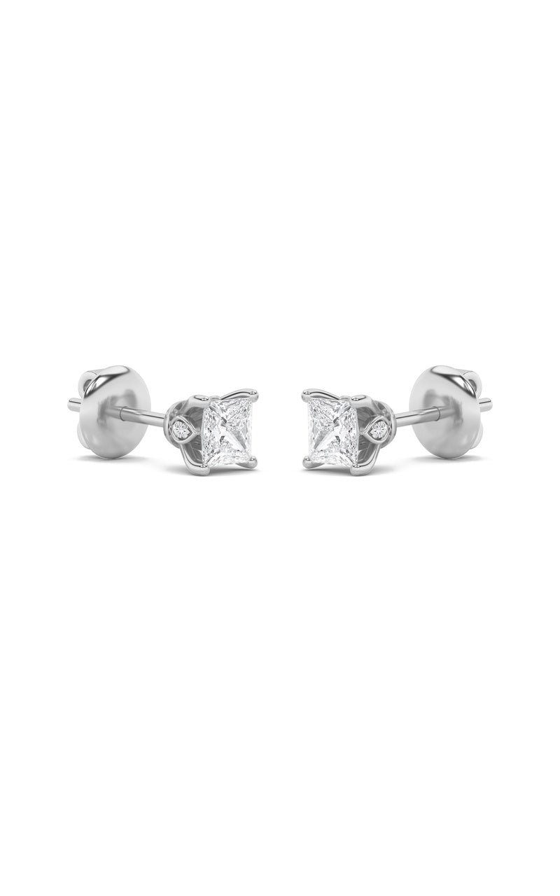2CTW Princess Shaped Lab Grown Diamond (F/VS) Tulip Head Stud Earrings in 14K Gold