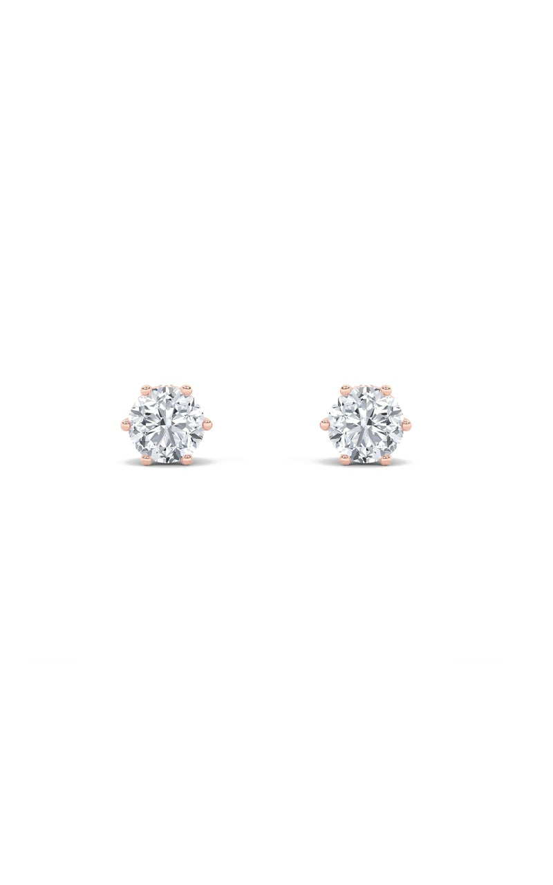 3CTW Round Shaped Lab Grown Diamond (F/VS) Tulip Head Stud Earrings in 14K Gold