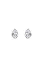 Load image into Gallery viewer, 3CTW Pear Shaped Lab Grown Diamond (F/VS) Halo Stud Earrings in 14K Gold
