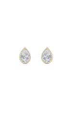 Load image into Gallery viewer, 3CTW Pear Shaped Lab Grown Diamond (F/VS) Halo Stud Earrings in 14K Gold
