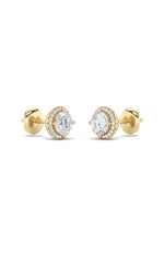 Load image into Gallery viewer, 1CTW Round Shaped Lab Grown Diamond (F/VS) Halo Stud Earrings in 14K Gold
