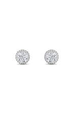 Load image into Gallery viewer, 3CTW Round Shaped Lab Grown Diamond (F/VS) Halo Stud Earrings in 14K Gold

