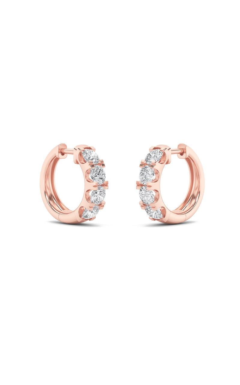 3CTW Round Shaped Lab Grown Diamond (F/VS) Hoop Earrings in 14K Gold