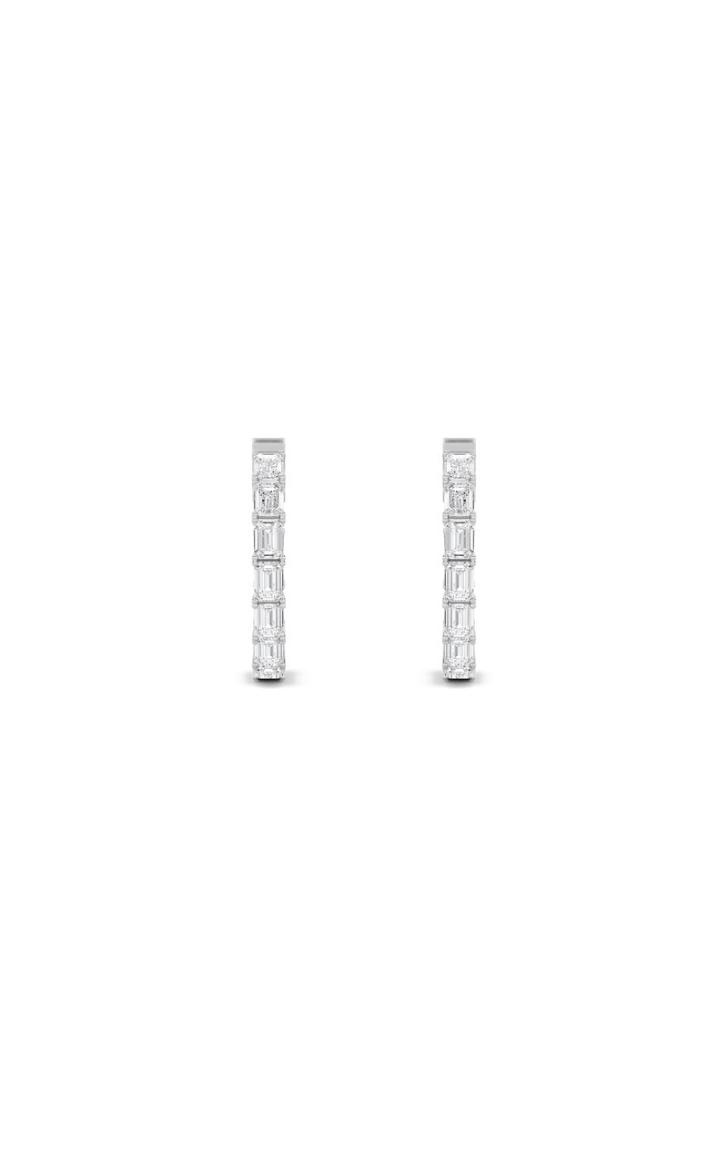 4CTW Emerald Shaped Lab Grown Diamond (F/VS) Inside Out Hoop Earrings in 14K Gold