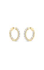 Load image into Gallery viewer, 4CTW Emerald Shaped Lab Grown Diamond (F/VS) Inside Out Hoop Earrings in 14K Gold
