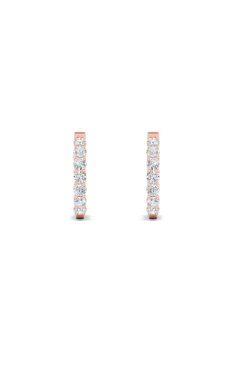 4CTW Round Shaped Lab Grown Diamond (F/VS) Inside Out Hoop Earrings in 14K Gold